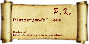 Platzerjanó Keve névjegykártya